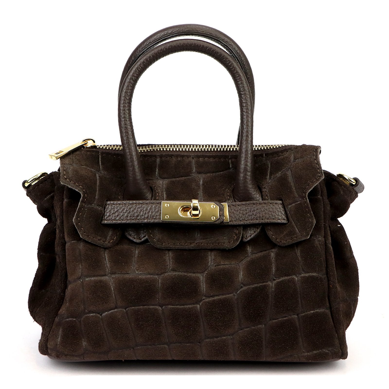 Luka 26-146 MINI CROCO tamsiai ruda odinė rankinė ciemny brąz