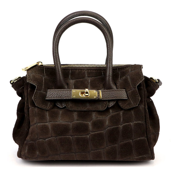 Luka 26-146 MINI CROCO tamsiai ruda odinė rankinė ciemny brąz