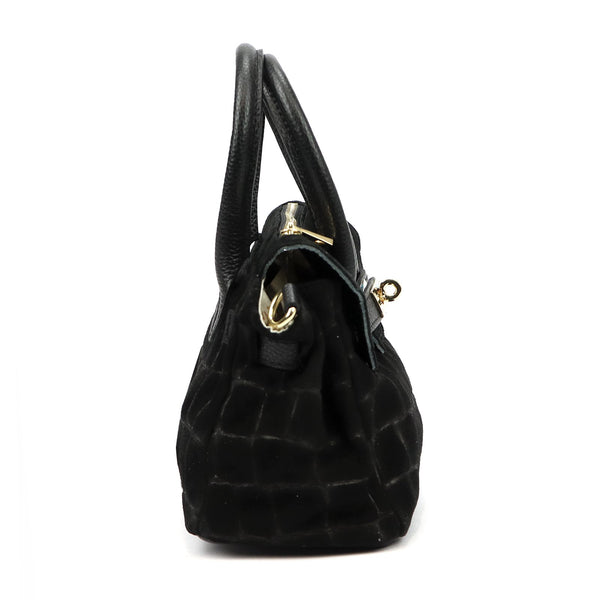 Luka 26-146 MINI CROCO juoda odinė rankinė czarny