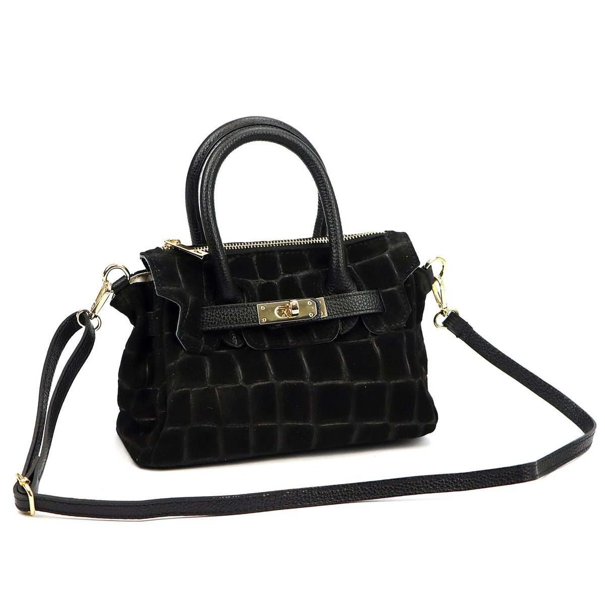 Luka 26-146 MINI CROCO juoda odinė rankinė czarny