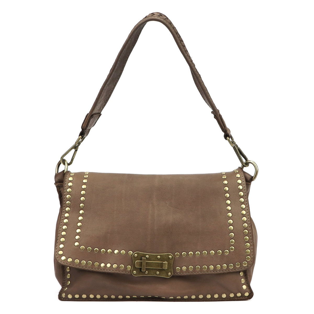 VS 058 tamsios taupe spalvos natūralios odos rankinė taupe scuro