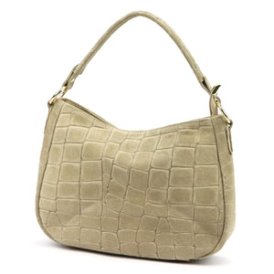 Luka 24-085 CROCO GOLD pilkai rusva odinė rankinė taupe