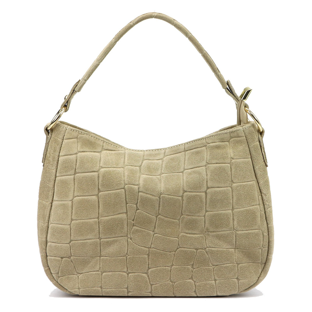 Luka 24-085 CROCO GOLD pilkai rusva odinė rankinė taupe