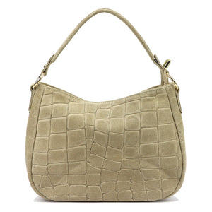 Luka 24-085 CROCO GOLD pilkai rusva odinė rankinė taupe