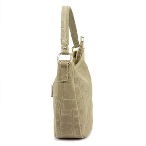 Luka 24-085 CROCO GOLD pilkai rusva odinė rankinė taupe