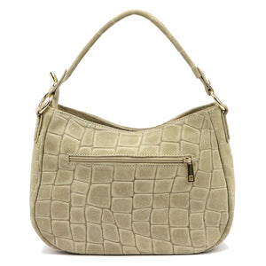 Luka 24-085 CROCO GOLD pilkai rusva odinė rankinė taupe
