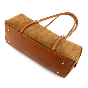 Luka 26-129 CROCO zomšinė odinė rankinė, kupranugario spalvos camel-2