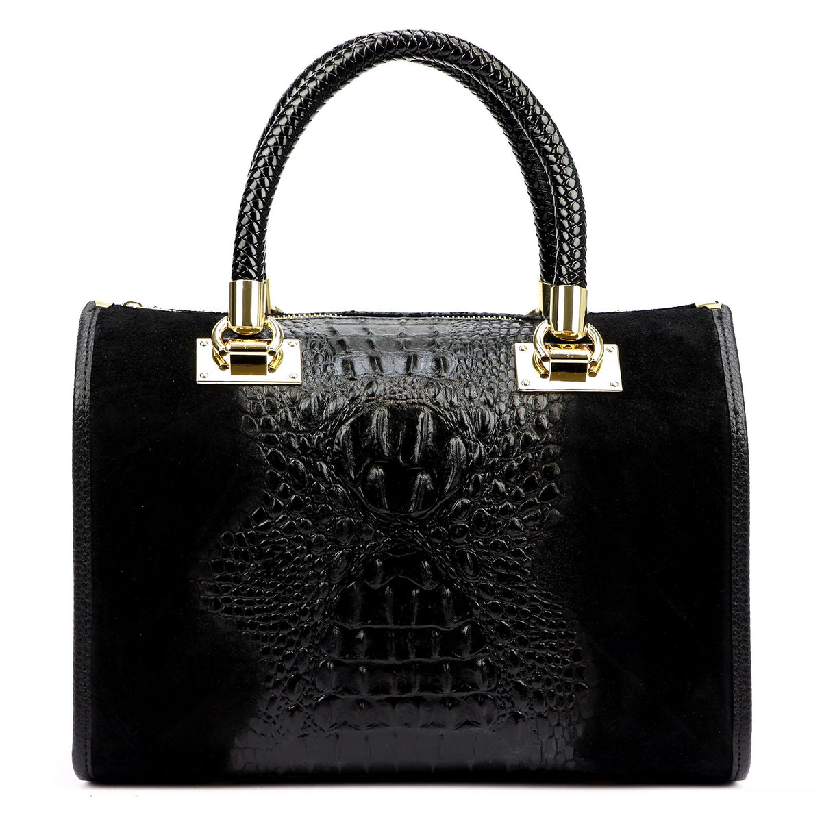Luka 25-088 CROCO juoda odinė rankinė czarny