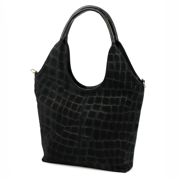 Luka 26-013 CROCO juoda odinė rankinė czarny