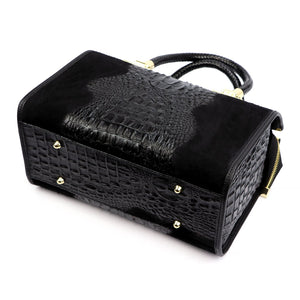 Luka 25-088 CROCO juoda odinė rankinė czarny