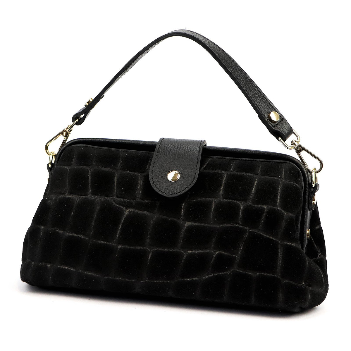 Luka 26-156 CROCO juoda odinė rankinė czarny