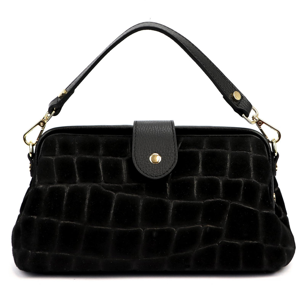 Luka 26-156 CROCO juoda odinė rankinė czarny