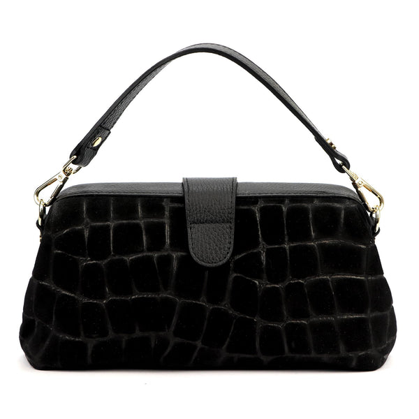 Luka 26-156 CROCO juoda odinė rankinė czarny