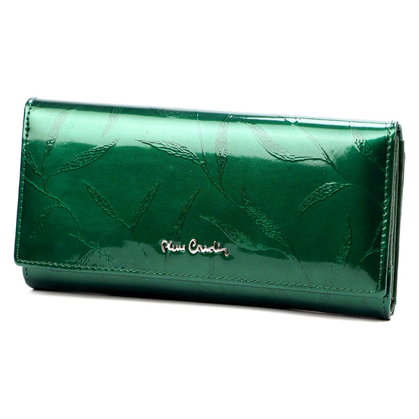 Pierre Cardin 02 LEAF 122 žalia lakuotos odos piniginė zielony