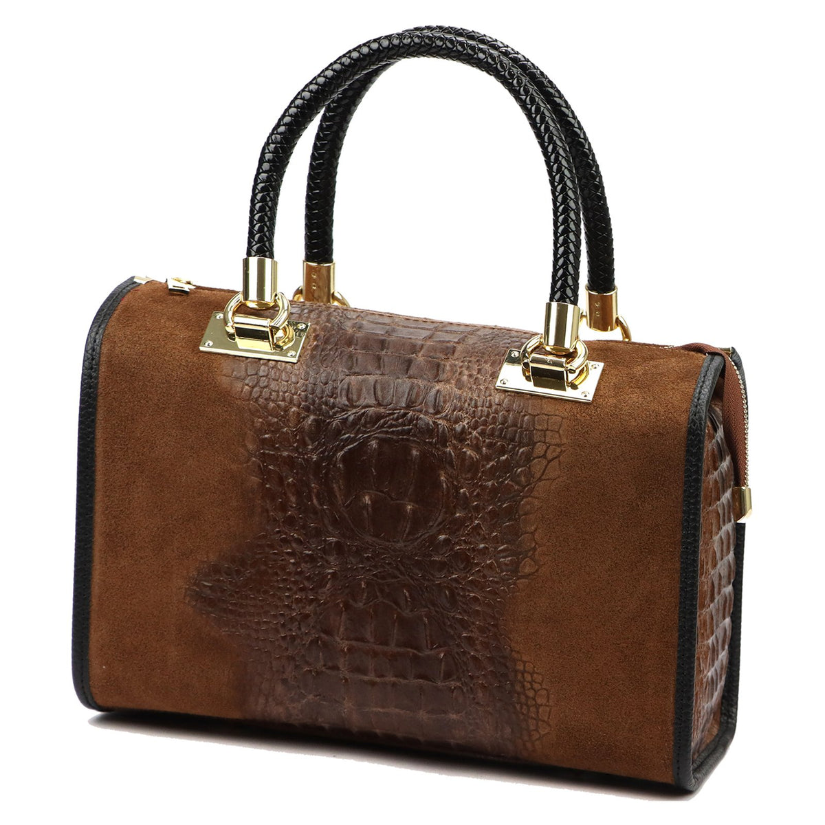 Luka 25-088 CROCO ruda odinė rankinė brązowy