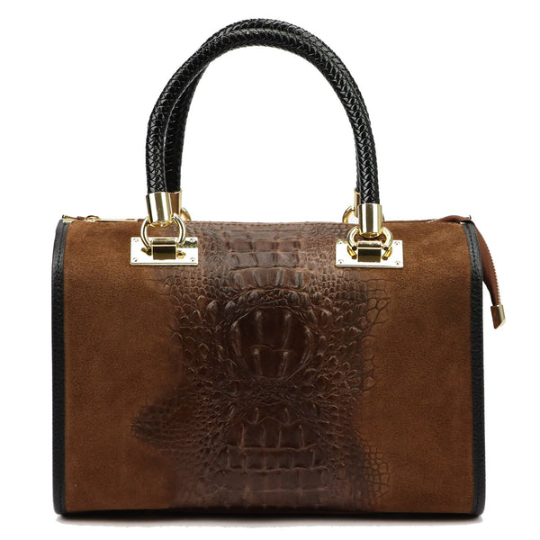 Luka 25-088 CROCO ruda odinė rankinė brązowy
