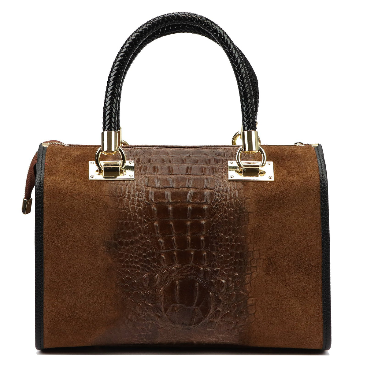 Luka 25-088 CROCO ruda odinė rankinė brązowy