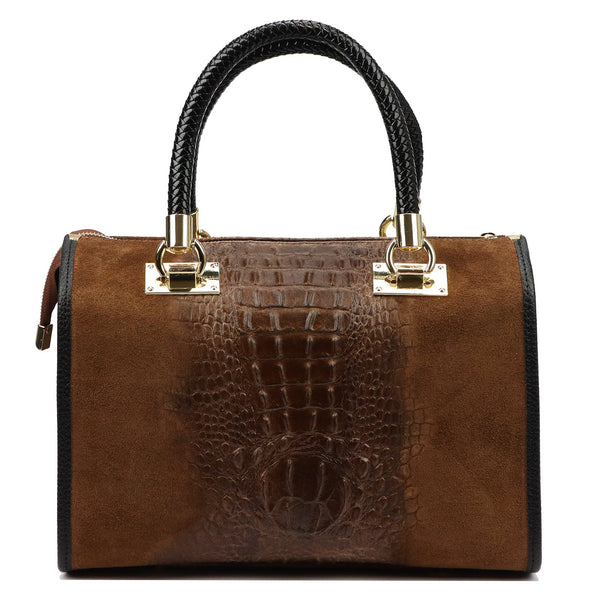 Luka 25-088 CROCO ruda odinė rankinė brązowy
