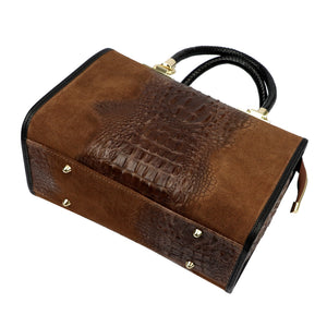 Luka 25-088 CROCO ruda odinė rankinė brązowy