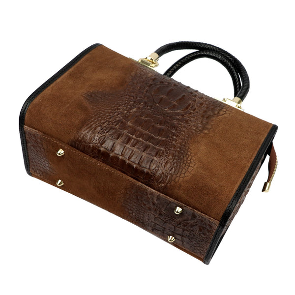 Luka 25-088 CROCO ruda odinė rankinė brązowy