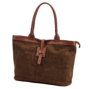 Luka 25-007 CROCO 2 viename ruda odinė rankinė brązowy
