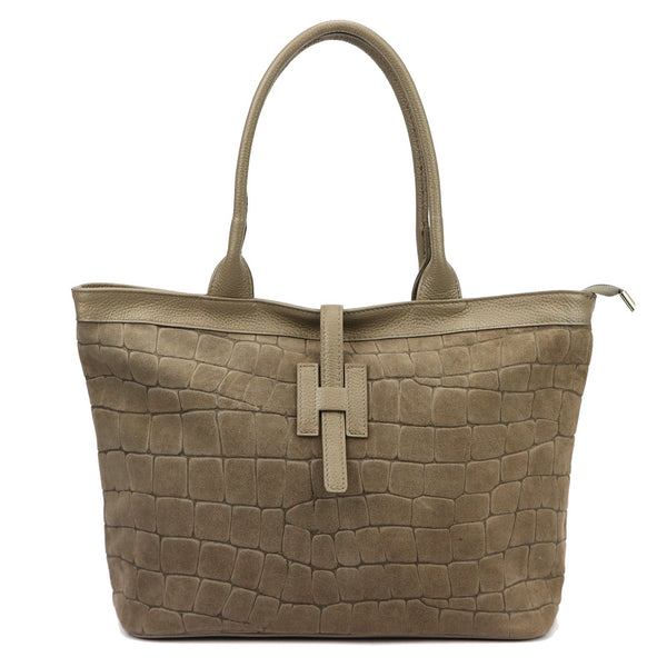 Luka 25-007 CROCO 2w1 tamsi taupe odinė rankinė taupe scuro