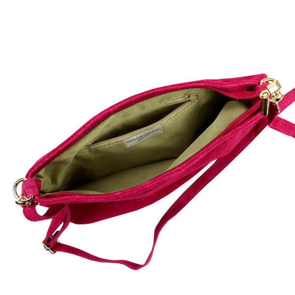 Luka 26-098 fuksijos spalvos zomšinė odinė rankinė fuksja