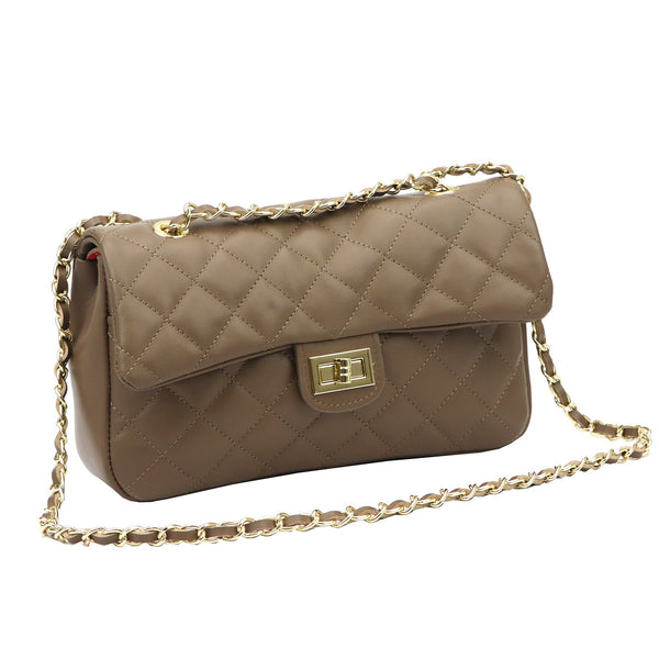 Camilla PREMIUM 10.018 MIDI SAVAGE tamsi taupe odinė rankinė taupe scuro