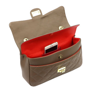 Camilla PREMIUM 10.018 MIDI SAVAGE tamsi taupe odinė rankinė taupe scuro