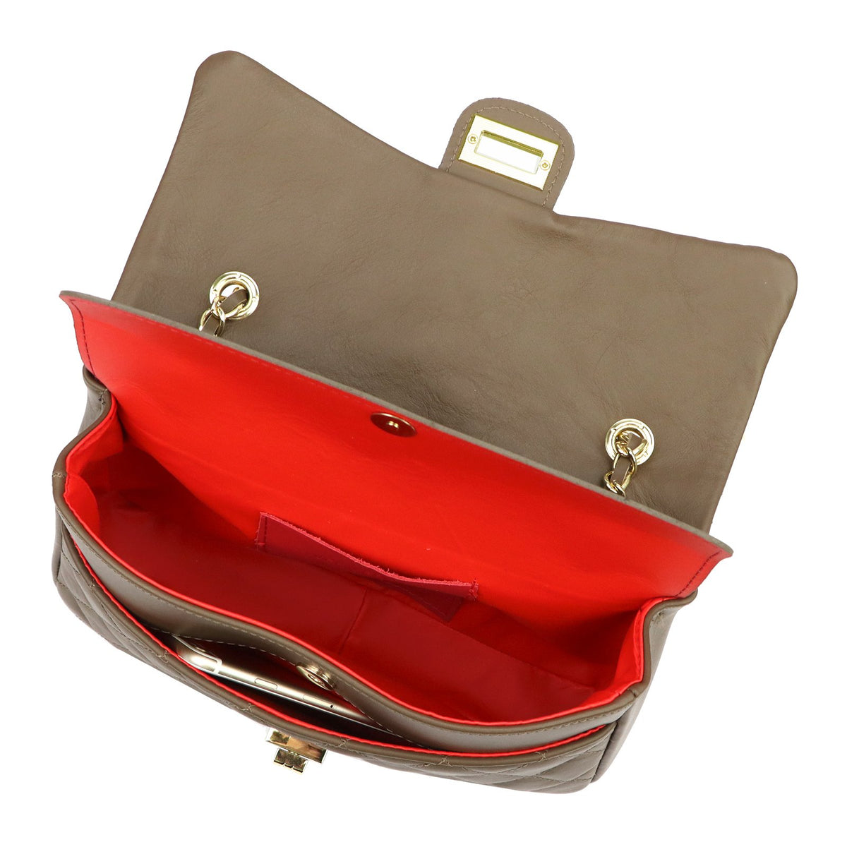 Camilla PREMIUM 10.018 MIDI SAVAGE tamsi taupe odinė rankinė taupe scuro