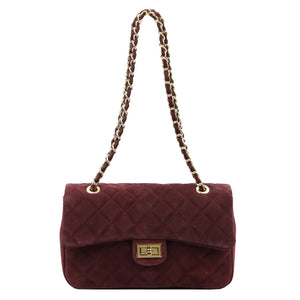 Camilla PREMIUM 10.017 MIDI bordo zomšinės odos rankinė bordo