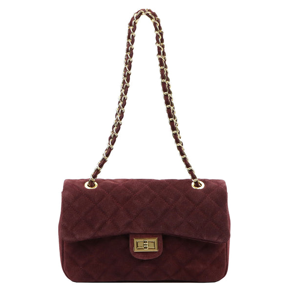 Camilla PREMIUM 10.017 MIDI bordo zomšinės odos rankinė bordo