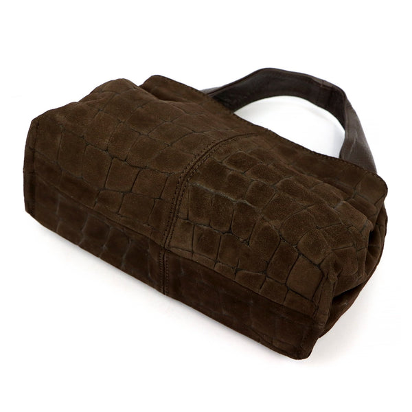 Luka 24-058 CROCO tamsiai ruda odinė rankinė ciemny brąz