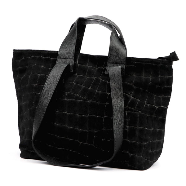 Luka 25-077 CROCO juoda odinė rankinė czarny