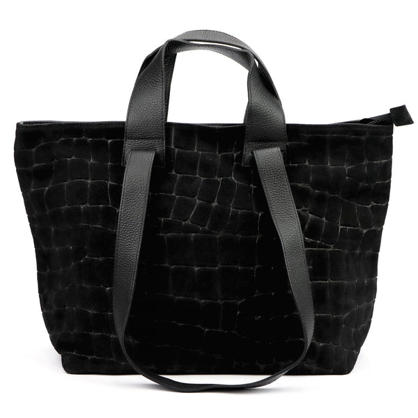 Luka 25-077 CROCO juoda odinė rankinė czarny