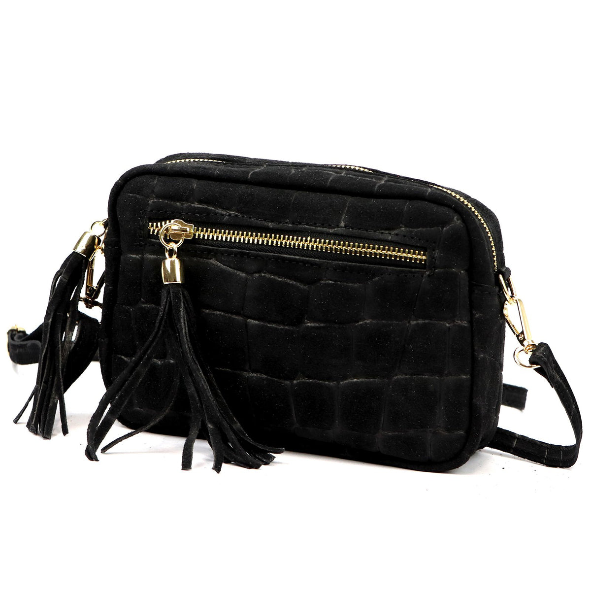 Luka 20-030 CROCO GOLD juoda odinė rankinė czarny