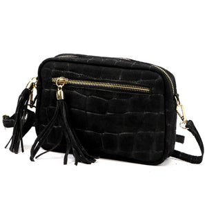 Luka 20-030 CROCO GOLD juoda odinė rankinė czarny