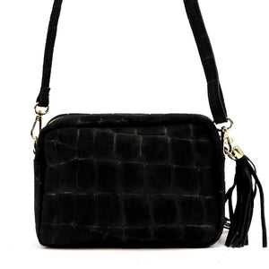 Luka 20-030 CROCO GOLD juoda odinė rankinė czarny