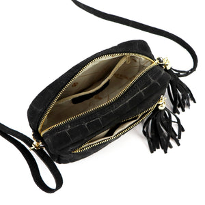 Luka 20-030 CROCO GOLD juoda odinė rankinė czarny
