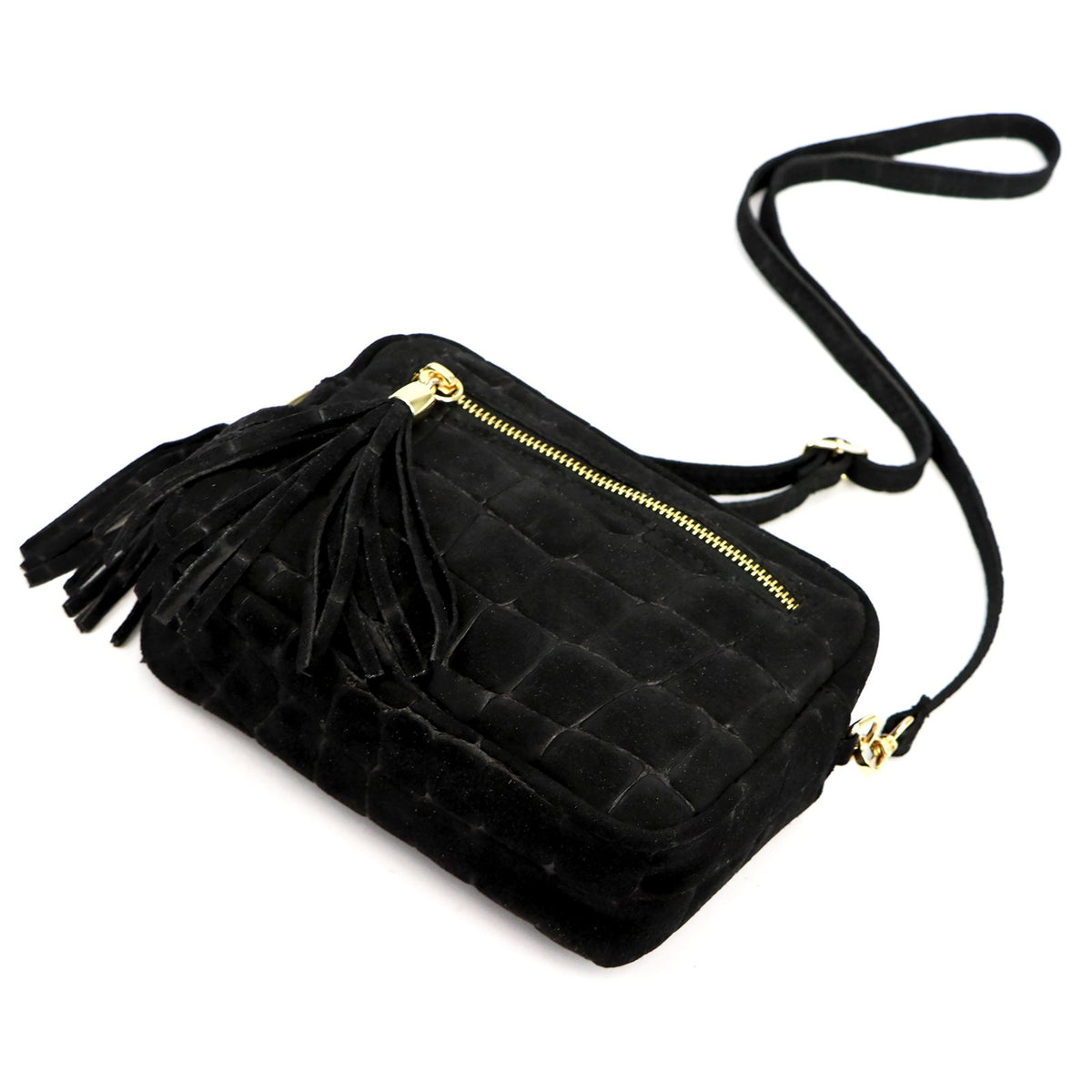 Luka 20-030 CROCO GOLD juoda odinė rankinė czarny