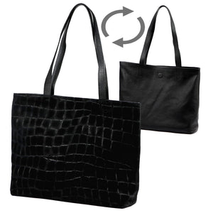Luka 26-158 CROCO DOUBLE juoda natūralios odos rankinė czarny