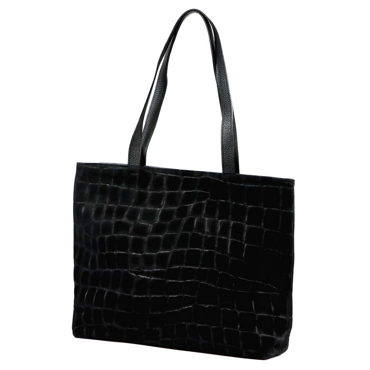 Luka 26-158 CROCO DOUBLE juoda natūralios odos rankinė czarny