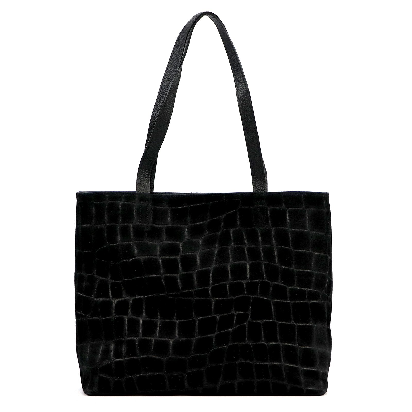 Luka 26-158 CROCO DOUBLE juoda natūralios odos rankinė czarny