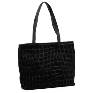 Luka 26-158 CROCO DOUBLE juoda natūralios odos rankinė czarny