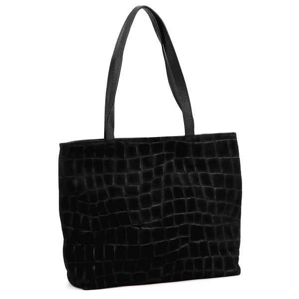 Luka 26-158 CROCO DOUBLE juoda natūralios odos rankinė czarny