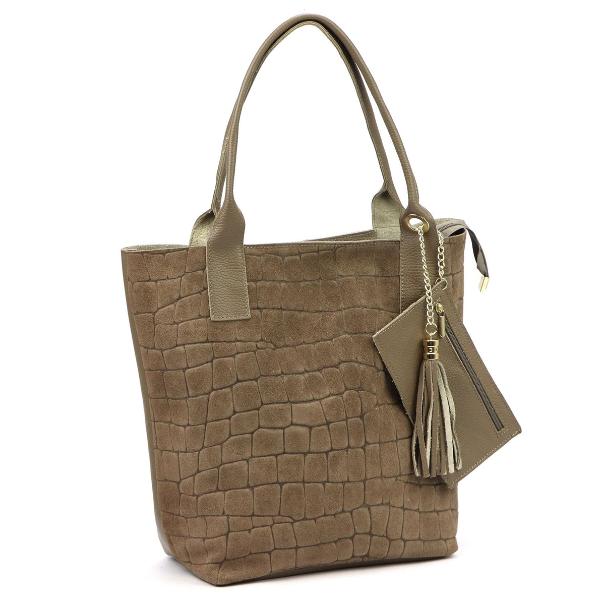 Luka 26-036 CROCO taupe natūralios odos rankinė taupe