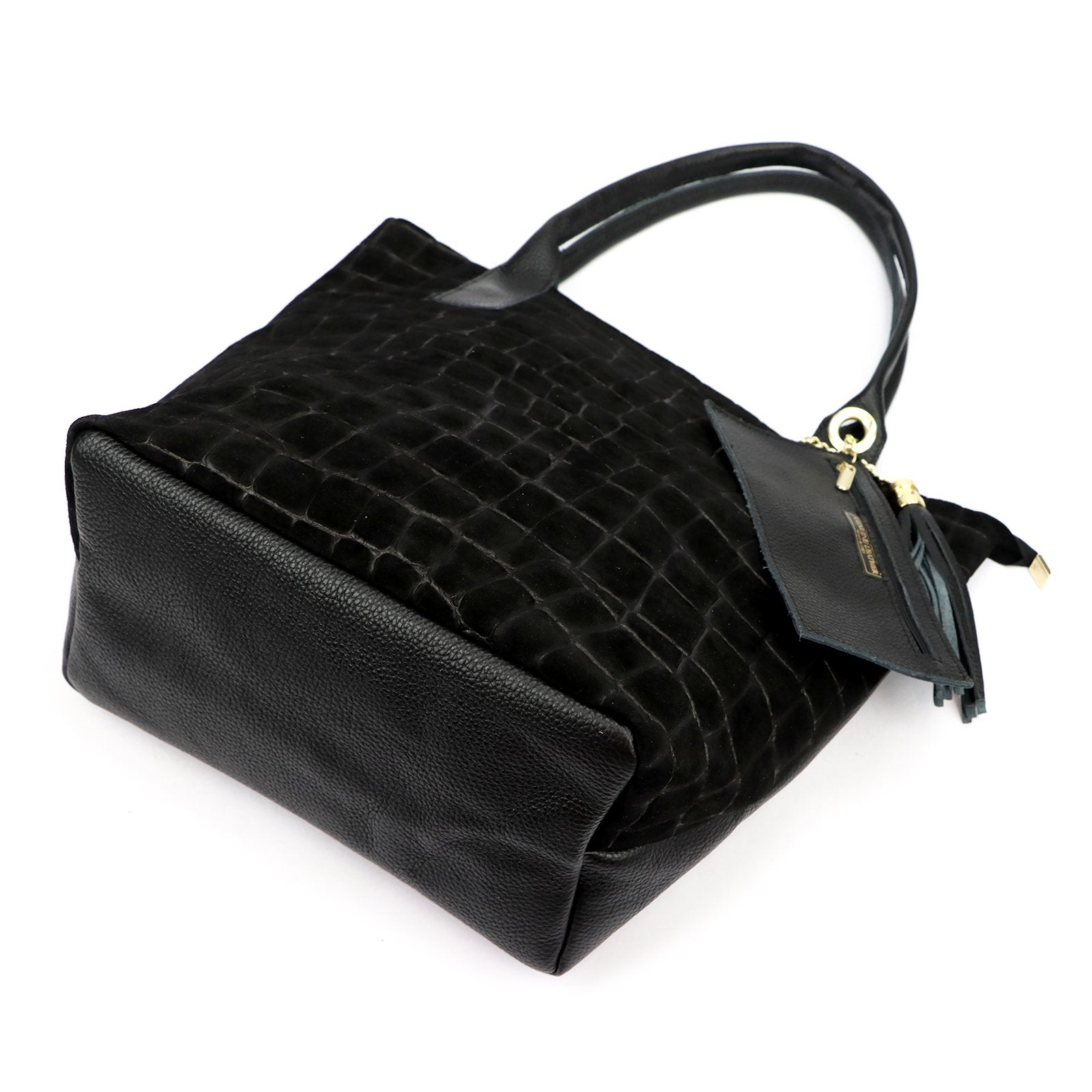 Luka 26-036 CROCO juoda odinė rankinė czarny