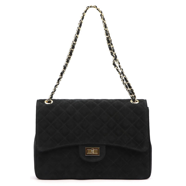 Camilla PREMIUM 10.023 MAXI (10.017) juoda zomšinė odinė rankinė czarny