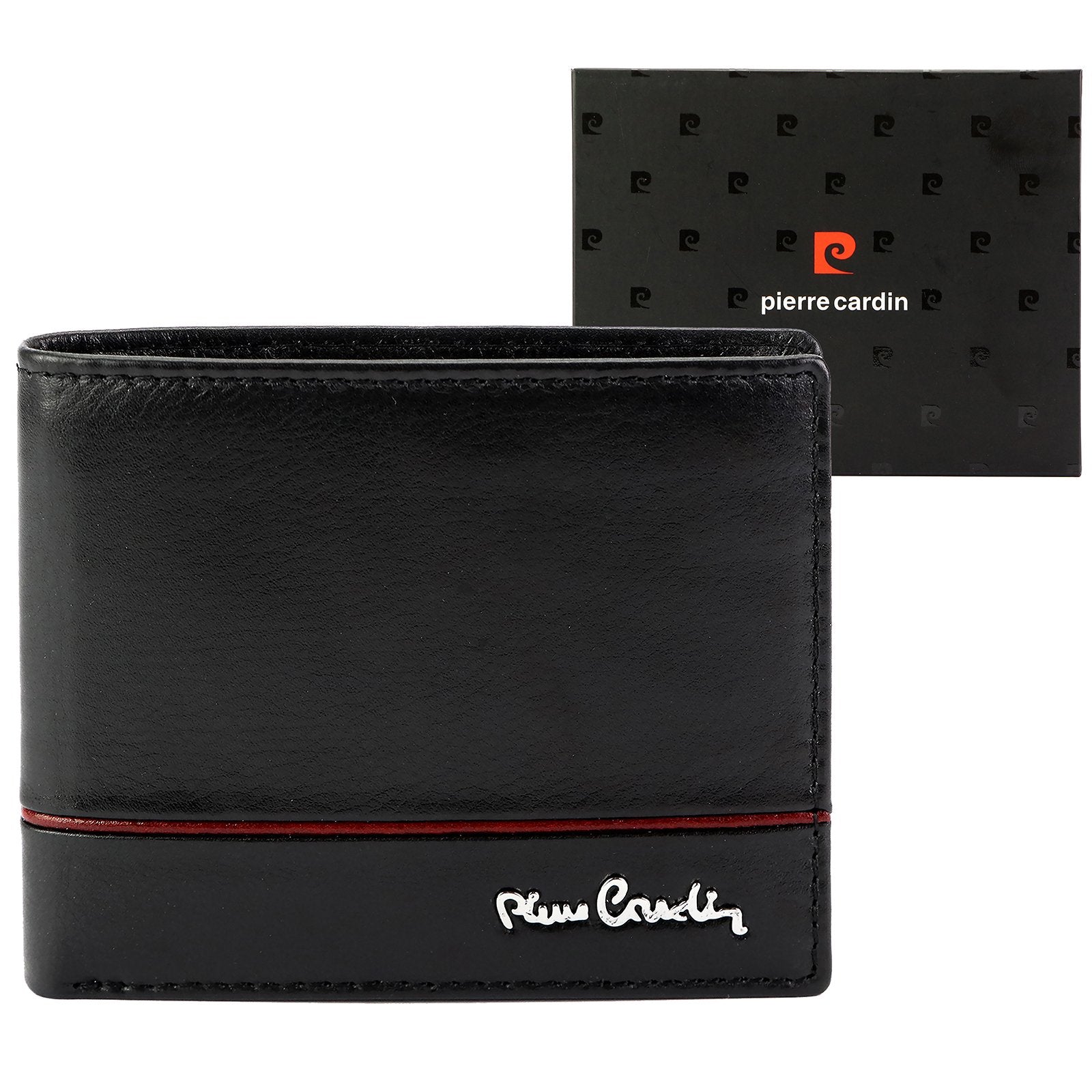 Pierre Cardin YS605 8825 juoda ir raudona piniginė czarny + czerwony