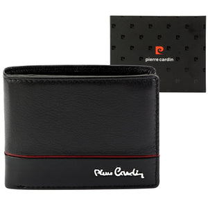 Pierre Cardin YS605 323 juoda ir raudona piniginė czarny + czerwony